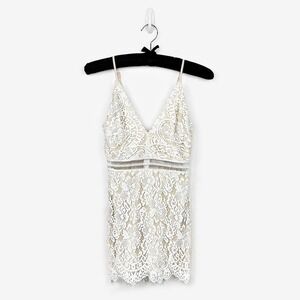 Superdown Remi Lace Mini Dress Size S Cream Glam Party Event Wedding Guest